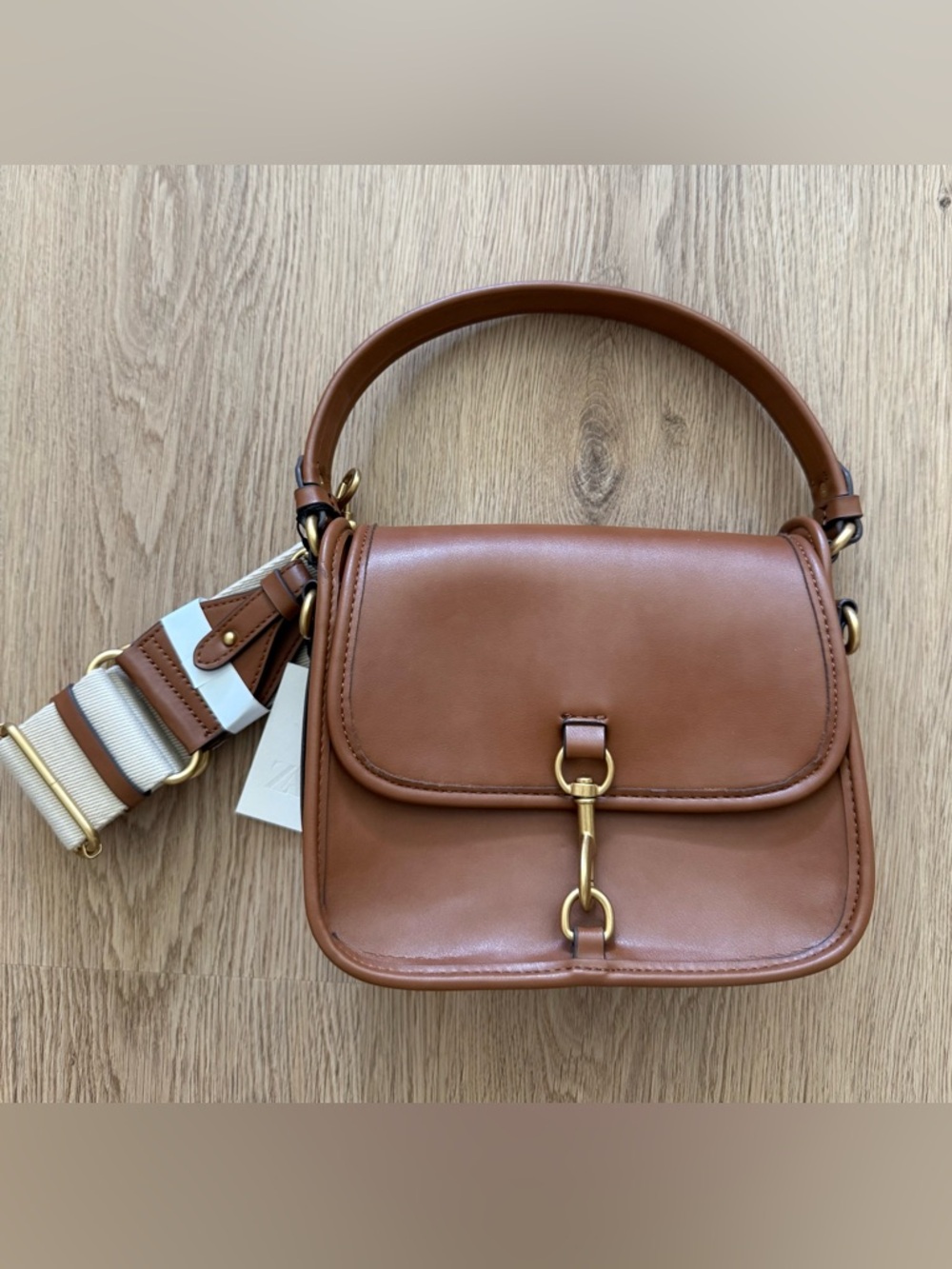 ZARA Top handle brown crossbody bag